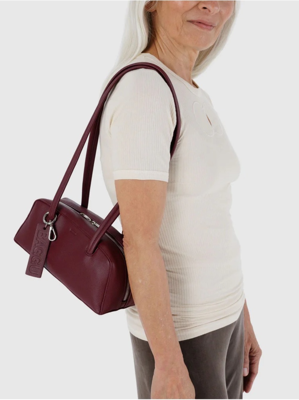 Baggu Small Vegan Leather Bowler Bag - Picture 2 of 7